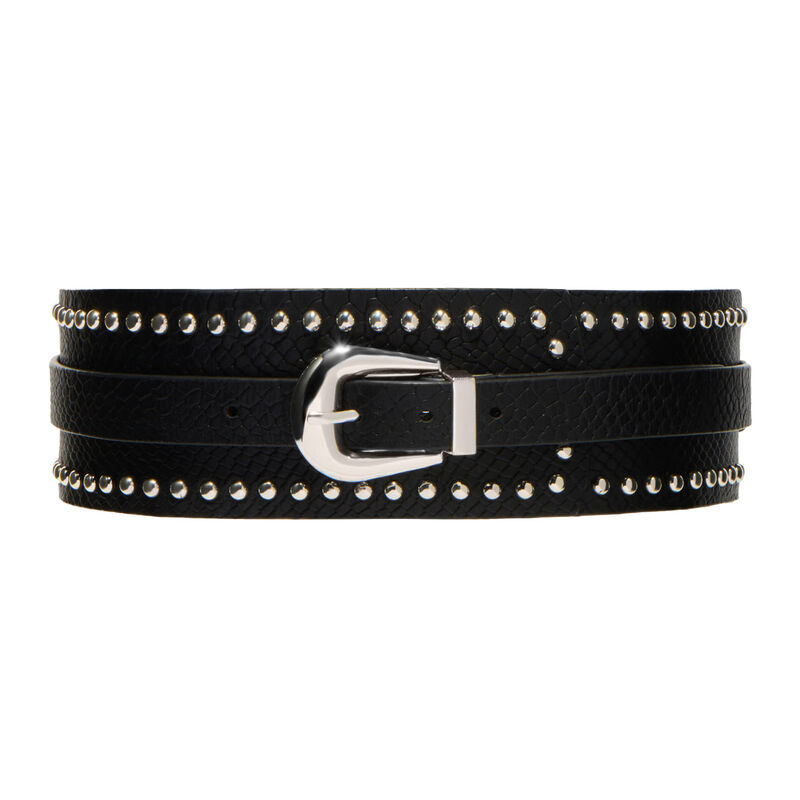Cue Leather Studded Corset Belt image number 0